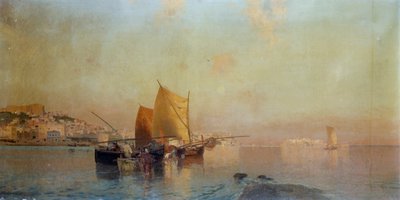 Hafen von Neapel mit Booten von Eduardo Dalbono