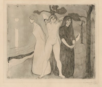 Das Weib II (Sphinx; die Frau in drei Stadien) von Edvard Munch