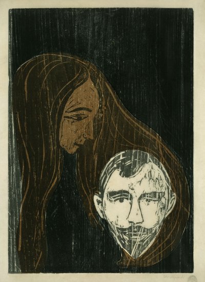 Männerkopf in Frauenhaar von Edvard Munch