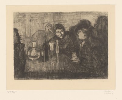 Männer an einem Tisch in einem Café von Edvard Munch