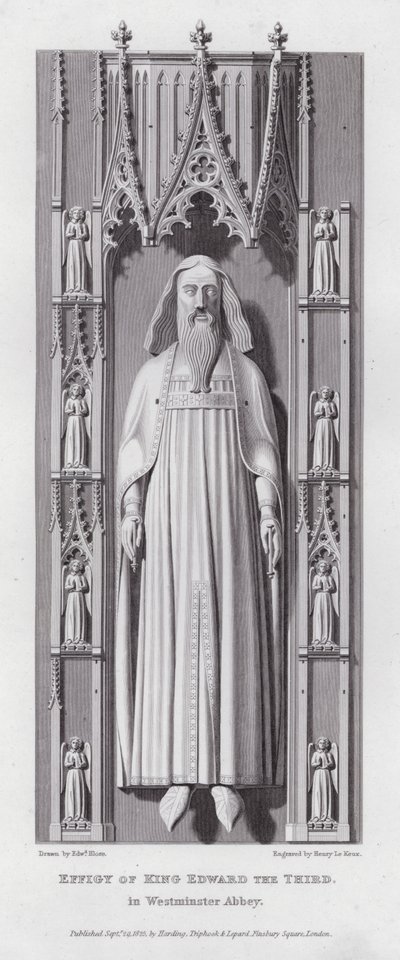 Abbild von König Edward III. in der Westminster Abbey (Gravur) von Edward Blore