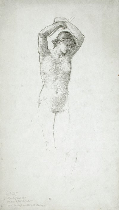 Stehender weiblicher Akt mit erhobenen Armen von Edward Burne-Jones
