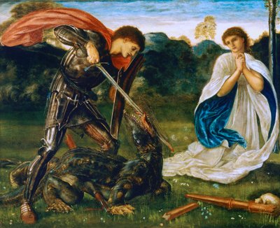 Der Kampf: St. Georg tötet den Drachen VI von Edward Burne-Jones