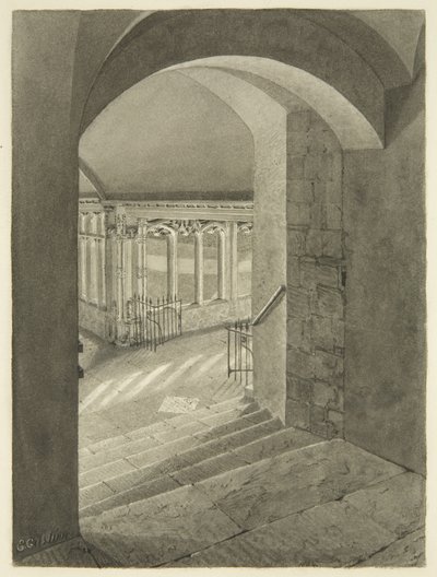 Eingang zu den Kreuzgängen von der Kathedrale von Bristol mit Edward Birds Grab von Edward Cashin