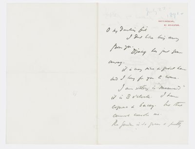 Brief an die Enkelin des Künstlers Angela Thirkell von Edward Burne Jones