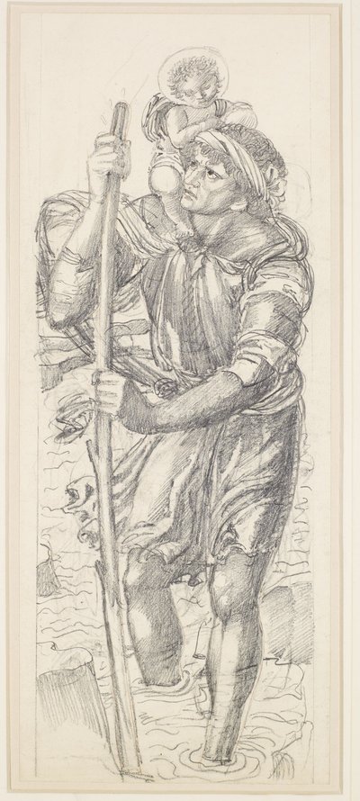 St. Christophorus und das Christuskind von Edward Coley Burne Jones