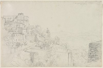Heiliger Agostino von Bulagajo, Perugia San Agostino dalla parte del Bulagajo, Perugia, 1829 von Edward Jakob von Steinle