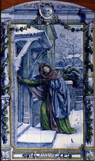 Januar, aus einer Serie von Fliesenpaneelen für die niederländische Küche, 1867-8 von Edward John Poynter