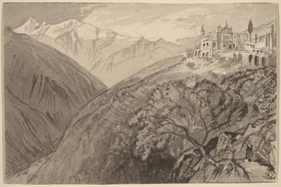 Eine Stadt auf einem Hügel (Heiligtum von Lampedusa) von Edward Lear