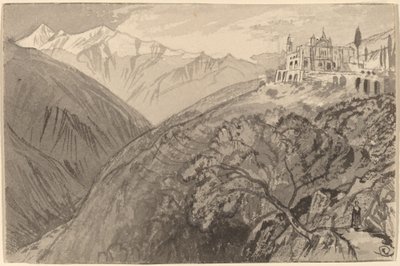 Eine Stadt auf einem Hügelheiligtum von Lampedusa, 1884-1885 von Edward Lear