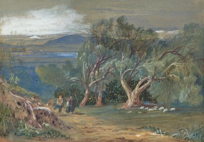 Ein entfernter Blick auf Korfu von Viros von Edward Lear