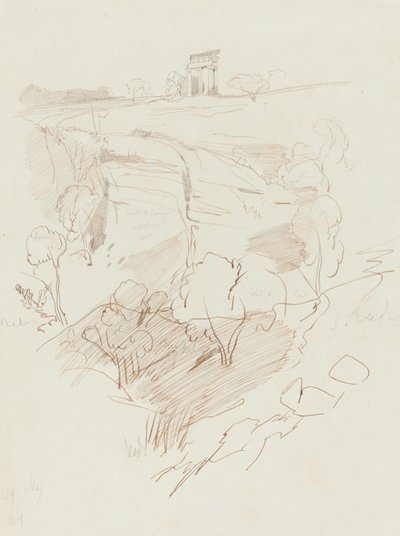 Ruine eines Tempels auf einem Hügel, 1864 von Edward Lear