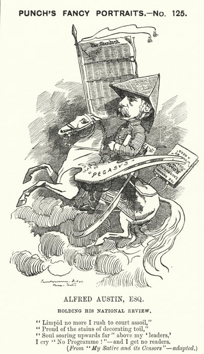 Karikatur: Alfred Austin, englischer Dichter und Herausgeber der National Review (Gravur) von Edward Linley (after) Sambourne