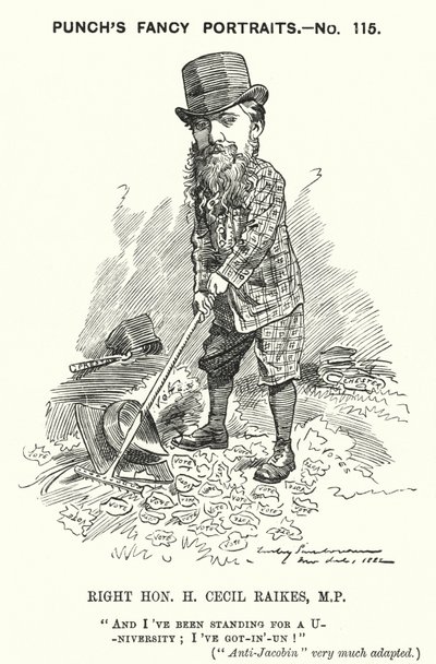 Punch-Karikatur: Henry Cecil Raikes, englischer konservativer Politiker (Stich) von Edward Linley (after) Sambourne