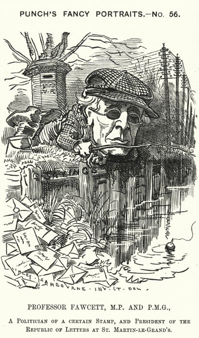 Punch-Karikatur: Henry Fawcett, englischer Politiker und Ökonom von Edward Linley (after) Sambourne
