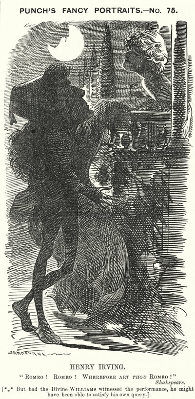 Punch-Karikatur: Henry Irving, englischer Schauspieler (Stich) von Edward Linley (after) Sambourne