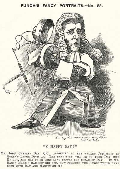 Punch-Karikatur: John Charles Day, englischer Anwalt und Richter von Edward Linley (after) Sambourne