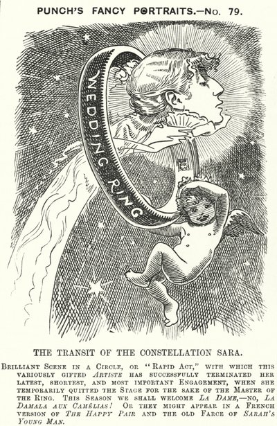 Punch-Karikatur: Sarah Bernhardt, französische Schauspielerin von Edward Linley (after) Sambourne