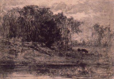 Kühe im Wald von Edward Mitchell Bannister