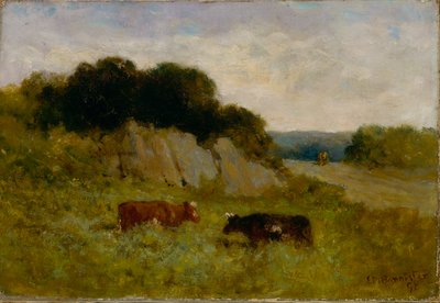 Ohne Titel (Landschaft mit zwei Kühen) von Edward Mitchell Bannister