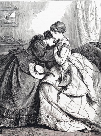 Eine ältere Schwester tröstet ihre jüngere Schwester von Edward Robert Hughes