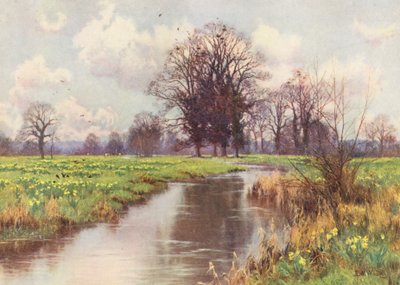 Es ist frei von Last, dieser fröhliche kleine Fluss, und weder Wehr noch Mühle versperren ihm den schnellen Weg zum Meer (Farblithografie) von Edward Wilkins Waite