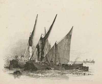 Lastkähne auf der Themse von Edward William Cooke