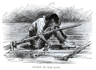 Schlafend auf dem Floß, Illustration aus 