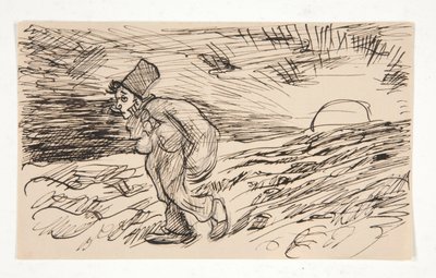 Karikatur einer Figur im Sonnenaufgang. Studie für von Edwin Austin Abbey