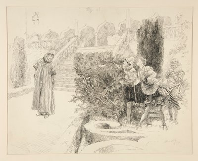 Malvolio findet den Brief, Illustration für Akt II, Szene v, Was ihr wollt von Edwin Austin Abbey