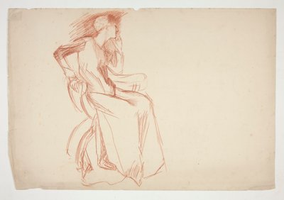Skizze einer sitzenden weiblichen Figur - nicht identifizierte Illustration von Edwin Austin Abbey