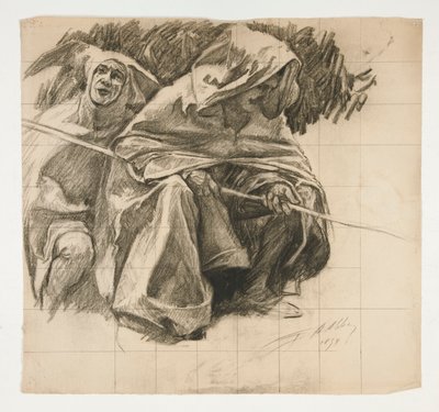 Studie des Fischerkönigs, aus Die Suche nach dem Heiligen Gral (eine Serie von fünfzehn Gemälden für die Boston Public Library, abgeschlossen 1901) von Edwin Austin Abbey