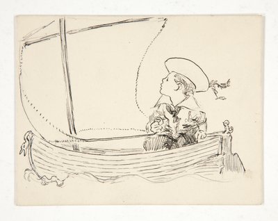Unidentifizierte Illustration [Junge in einem kleinen Boot] von Edwin Austin Abbey