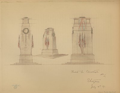 Skizze Nr. 1 für das Kenotaph, Whitehall, Westminster, London von Edwin Landseer Lutyens