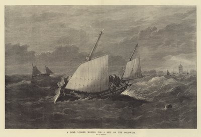 Ein Deal Lugger auf dem Weg zu einem Schiff auf den Goodwins von Edwin Weedon