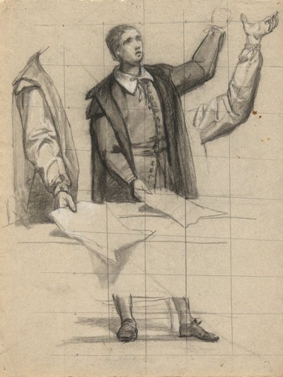 Predigender Mann, Skizze für die Unterzeichnung des Vertrags in der Kabine der Mayflower von Edwin White