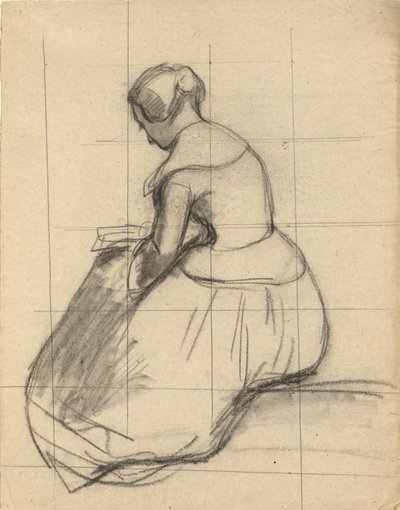 Frau beim Lesen, Skizze für die Unterzeichnung des Vertrags in der Kabine der Mayflower von Edwin White