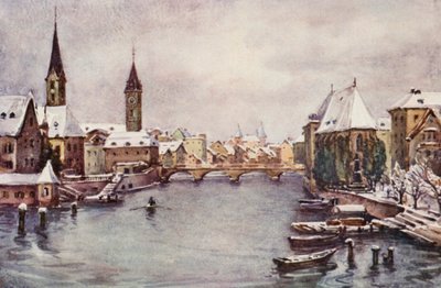 Der Rhein: Der Fluss in Zürich, Winter von Effie Jardine