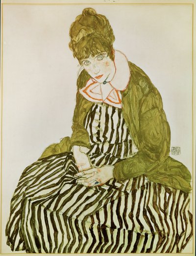 Edith Schiele, die Frau des Künstlers, sitzend von Egon Schiele