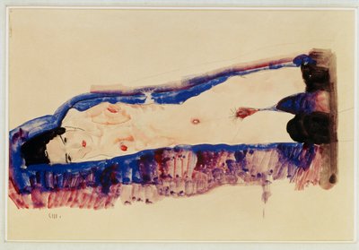 Liegender Akt mit schwarzen Strümpfen von Egon Schiele