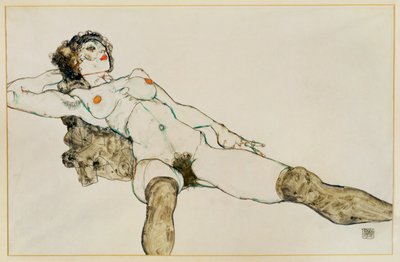 Liegender weiblicher Akt mit gespreizten Beinen von Egon Schiele