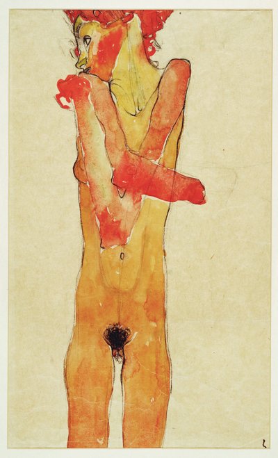Mädchenakt mit verschränkten Armen von Egon Schiele