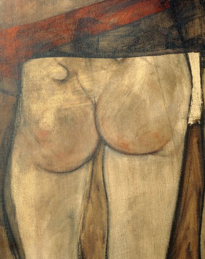 Weiblicher Rückenakt mit Schultertuch, Fragment von Egon Schiele