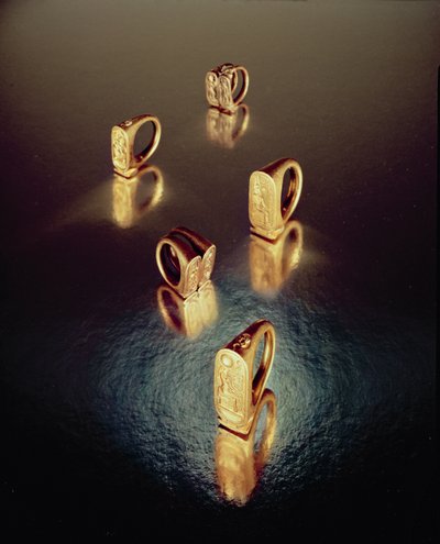 Fünf Ringe, aus dem Grab von Tutanchamun, Neues Reich von Egyptian 18th Dynasty