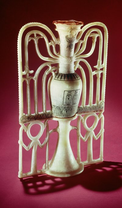 Blumiges Salbgefäß, aus dem Grab von Tutanchamun (ca. 1370-1352 v. Chr.), Neues Reich von Egyptian 18th Dynasty