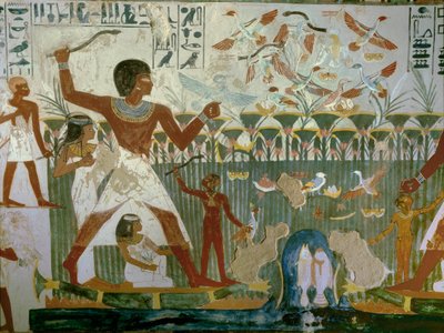 Nakht mit seiner Familie bei der Jagd in den Nil-Sümpfen von Egyptian 18th Dynasty