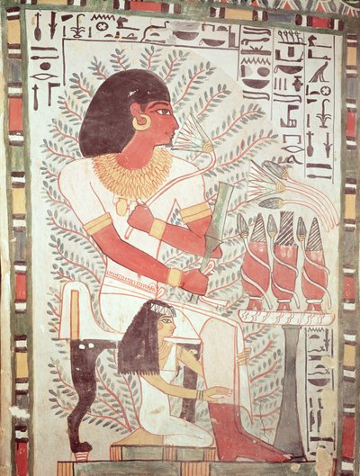 Sennefer sitzt mit seiner Frau Meryt, aus dem Grab von Sennefer, Neues Reich (Wandmalerei) von Egyptian 18th Dynasty