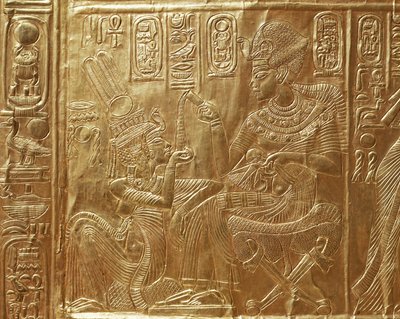 Tutanchamun und seine Frau, Detail des Ritualkastens von Egyptian 18th Dynasty