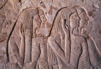 Relief, das eine Gruppe von Frauen darstellt, Leteyas Grab, Saqqara, Ägypten, ägyptische Zivilisation, Neues Reich, Dynastie XIX von Egyptian 19th Dynasty