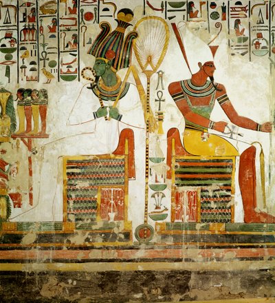 Die Götter Osiris und Atum, aus dem Grab von Nefertari, Neues Reich (Wandmalerei) von Egyptian 19th Dynasty